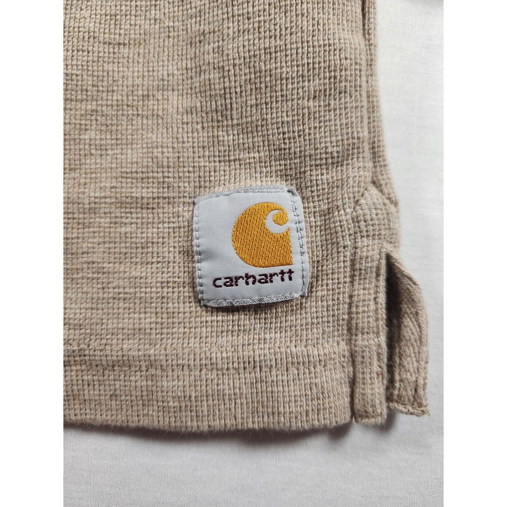 Carhartt Vintage Thermal Shirt Men XL Tan Waffle Knit Long Sleeve Workwear Layer - Picture 6 of 7